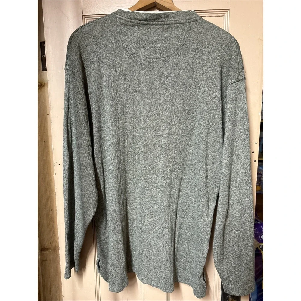 Haggar Sweater Mens Large Green Long Sleeve Ribbed V-Neck 90s Style Preppy